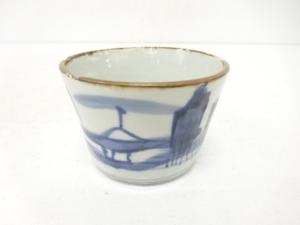 古伊万里　染付風景図蕎麦猪口